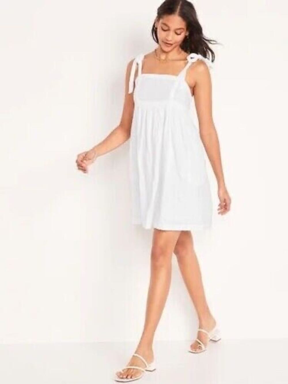 NWT Old Navy White Embroidered Tie Shoulder Mini Sun Dress Wmns XS Bridal Grad